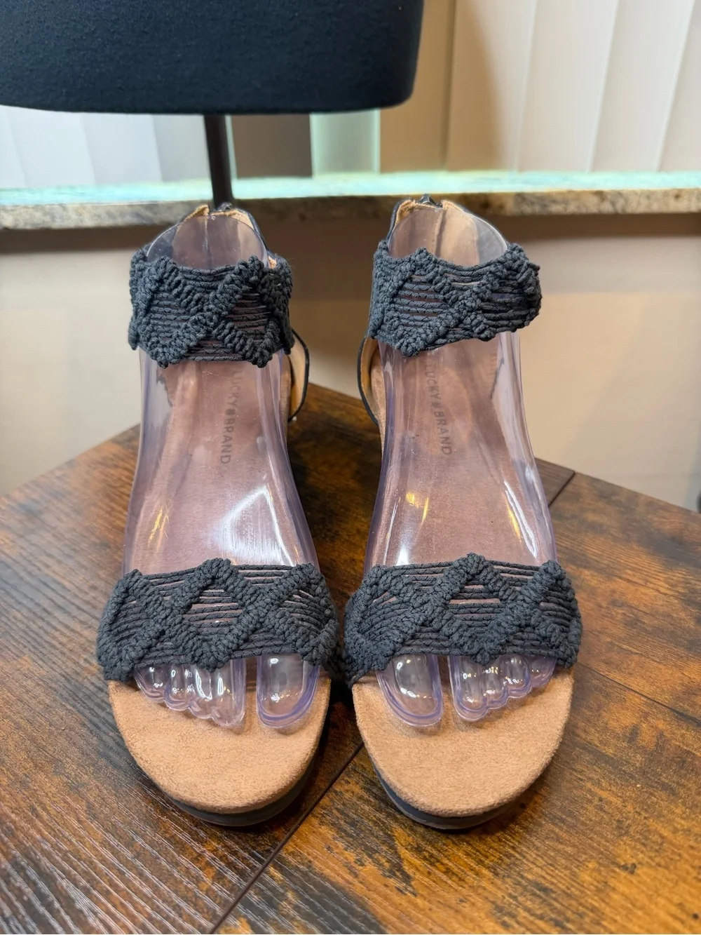 Lucky Brand Kaydyn crochet wedge sandals in Navy blue Size 7